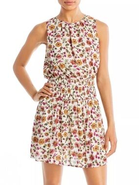 AQUA Floral Smocked Sleeveless Mini Dress 100% Bloomingdale’s Exclusive Size M